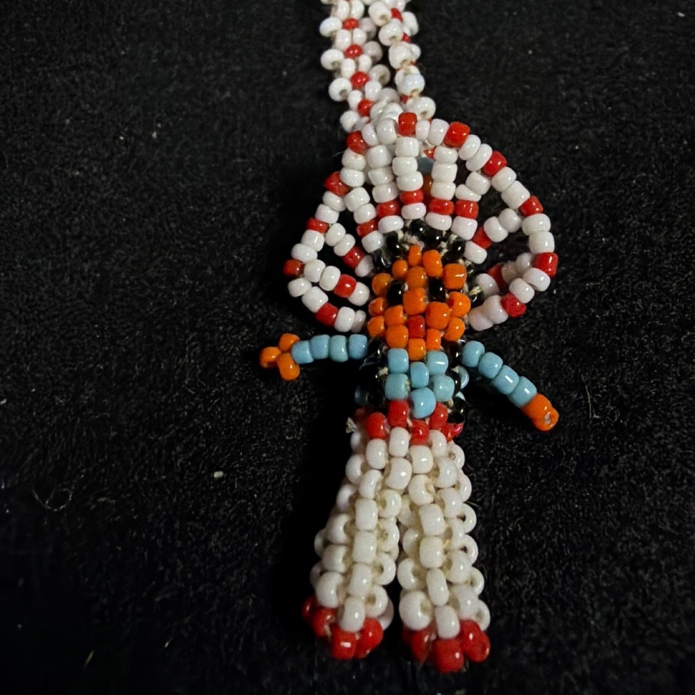 Vintage‎ Hand Beaded Kachina Doll Necklace Southwestern Seed Bead Folk Art 13in